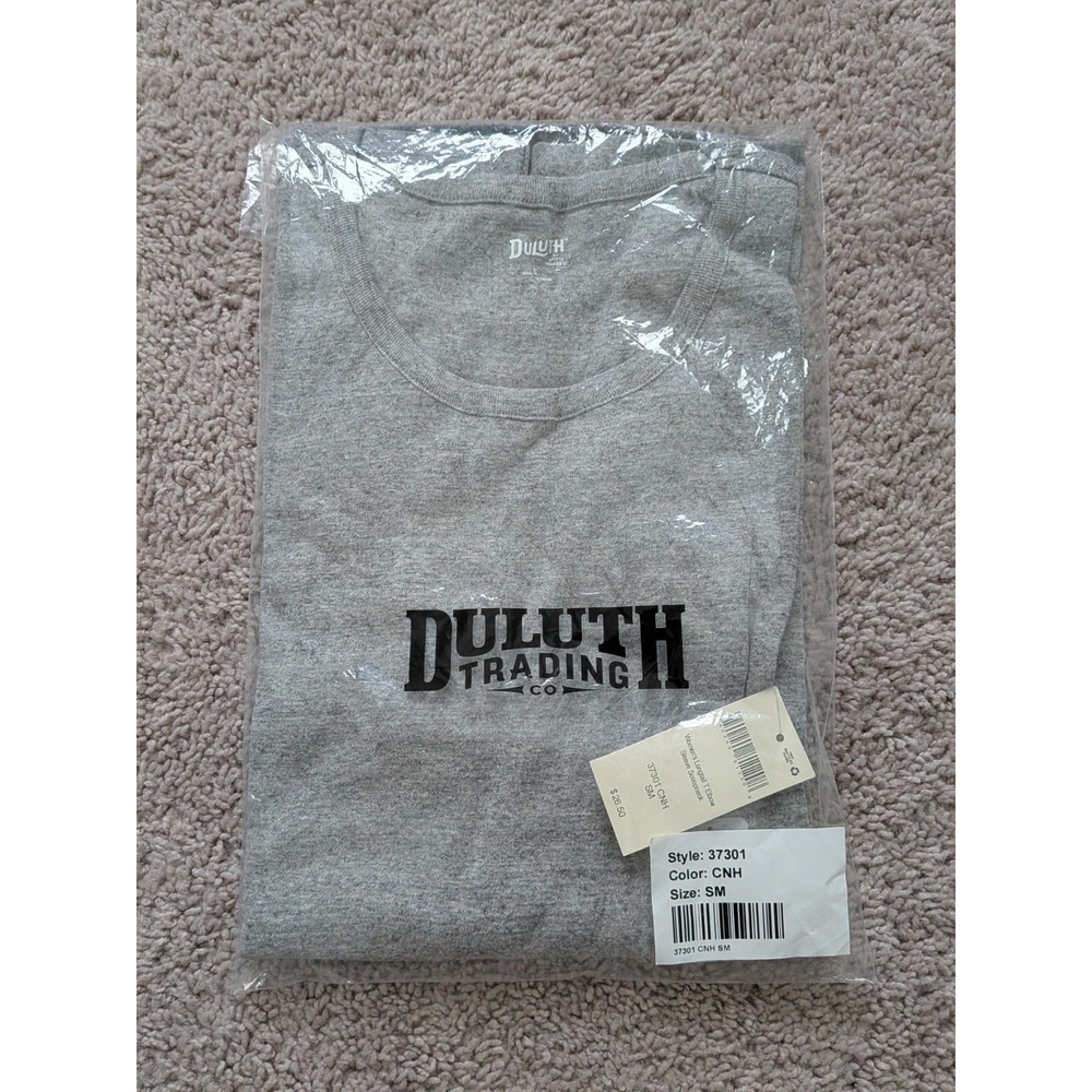 Duluth Trading Co Women's Longtail T Elbow Sleeve Scoopneck Shirt Gray Small NWT